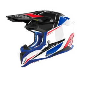 CASQUE AIROH AVIATOR 3 PUSH BLEU ROUGE BRILLANT TAILLE L