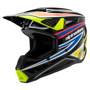 CASQUE ALPINESTARS SM3 ENFANT WURX NOIR JAUNE BLEU ROUGE BRILLANT ECE 06 TAILLE YM