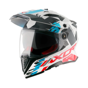 CASQUE AXOR X CROSS X1 DOUBLE VISIÈRE BLANC ROUGE -M