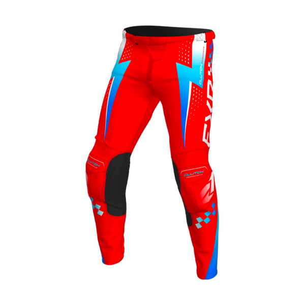 PANTALON TENUE ENFANT FXR CLUTCH MX BLEU CAMOUFLAGE ROUGE
